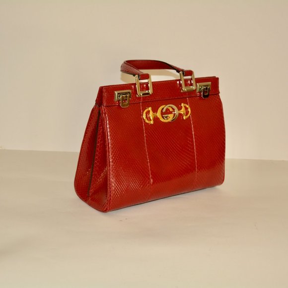 NWT GUCCI GG ZUMI TOP HANDLE PYTHON SATCHEL BAG - Picture 12 of 14